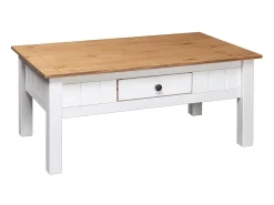 Sale Mesa de centro 100x60x45 cm pinho maciço Panama PT958066 Branco