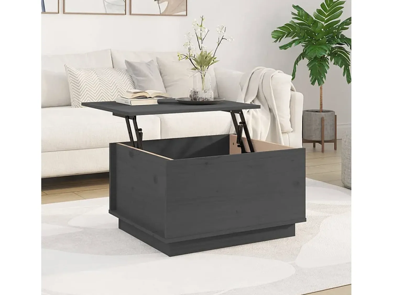 Mesa De Centro* Mesa de centro 60x50x35 cm pinho maciço cinza PT903429 Cinzento