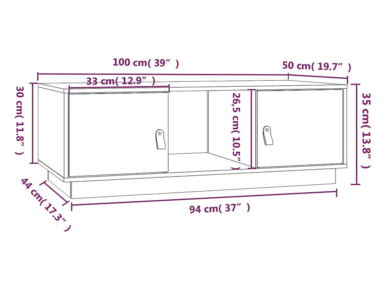 Hot vidaxl Mesa de centro 100x50x35 cm pinho maciço cinza Cinzento