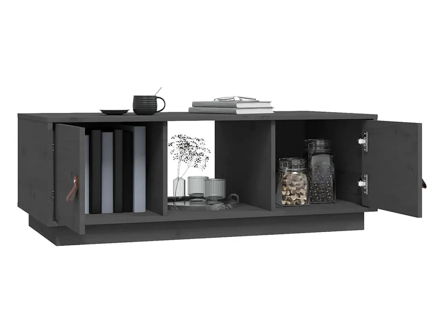 Hot vidaxl Mesa de centro 100x50x35 cm pinho maciço cinza Cinzento