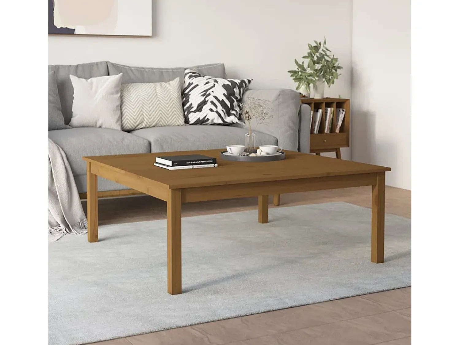Hot vidaxl Mesa de centro 100x100x40 cm pinho maciço castanho mel Natural claro