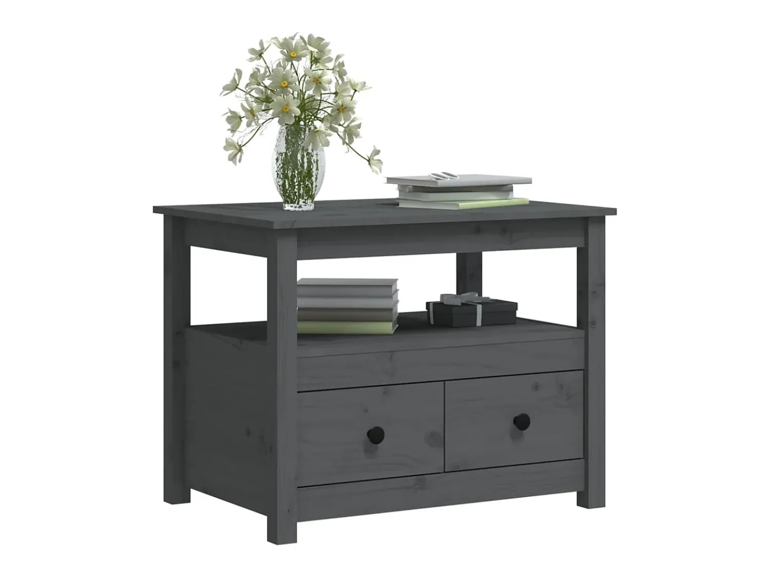 Best Mesa de centro 71x49x55 cm pinho maciço cinza PT188570 Cinzento