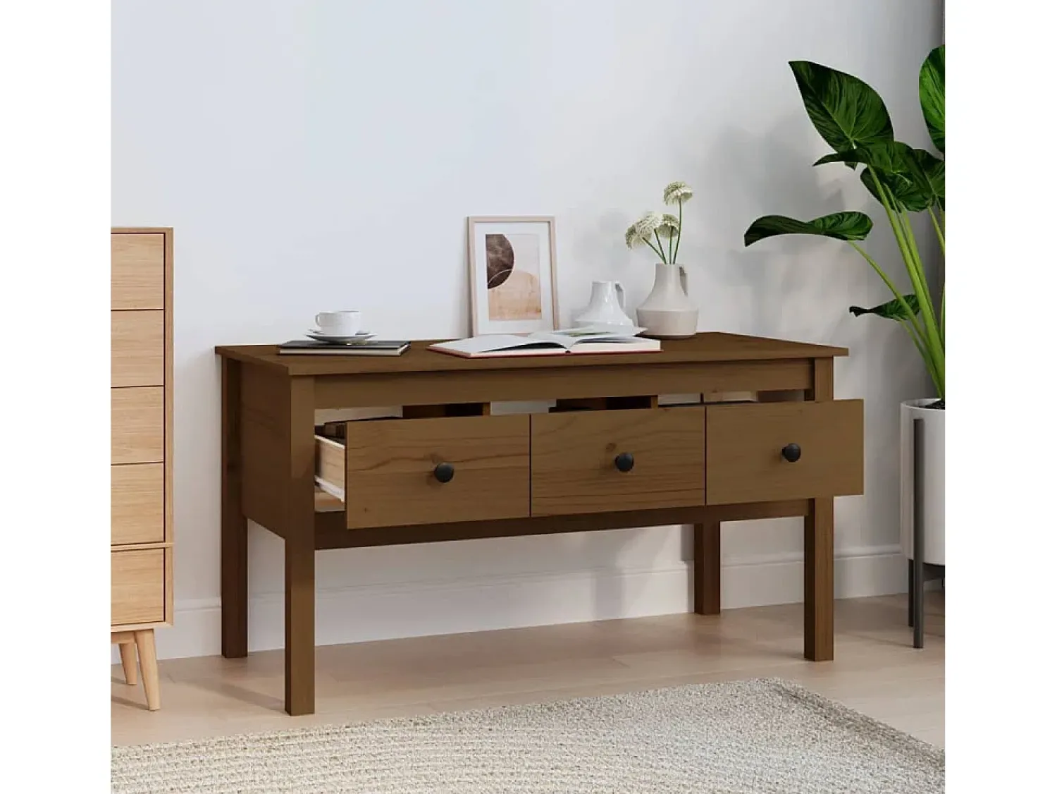 Online Mesa de centro 102x49x55 cm pinho maciço mel PT653677 Castanho