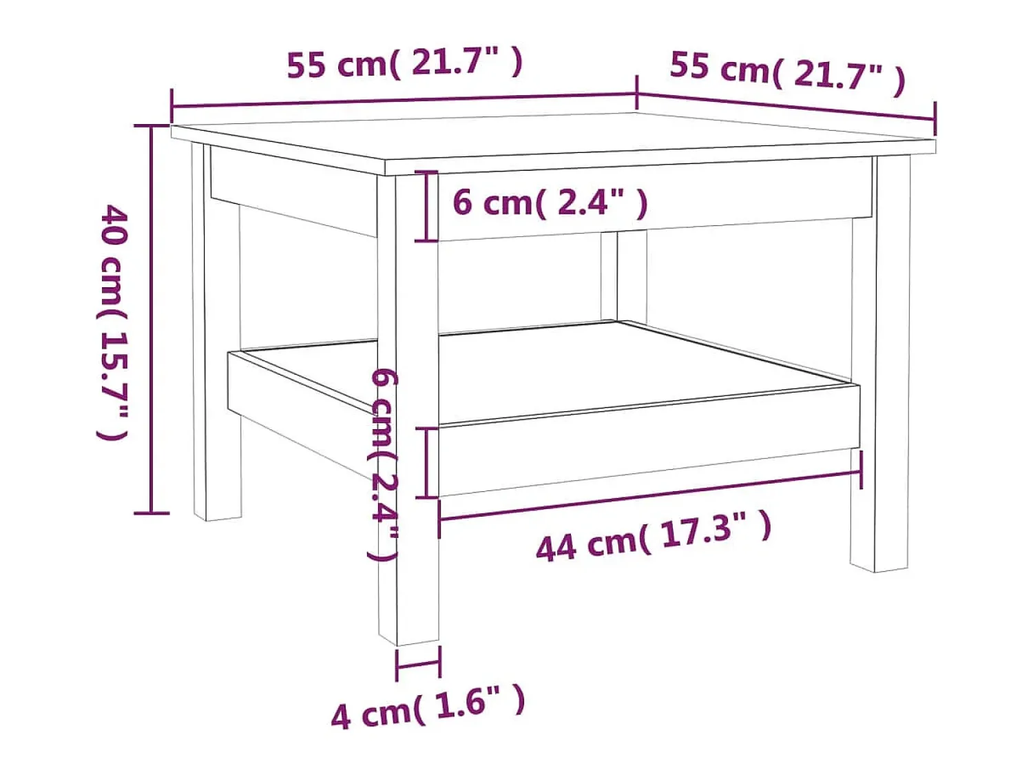 Sale vidaxl Mesa de centro 55x55x40 cm pinho maciço castanho mel Natural claro