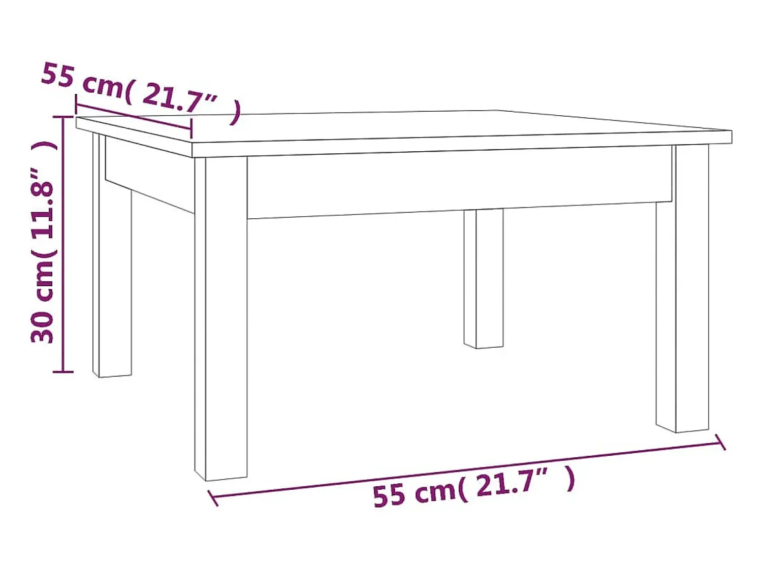 Mesa De Centro*vidaxl Mesa de centro 55x55x30 cm pinho maciço Preto