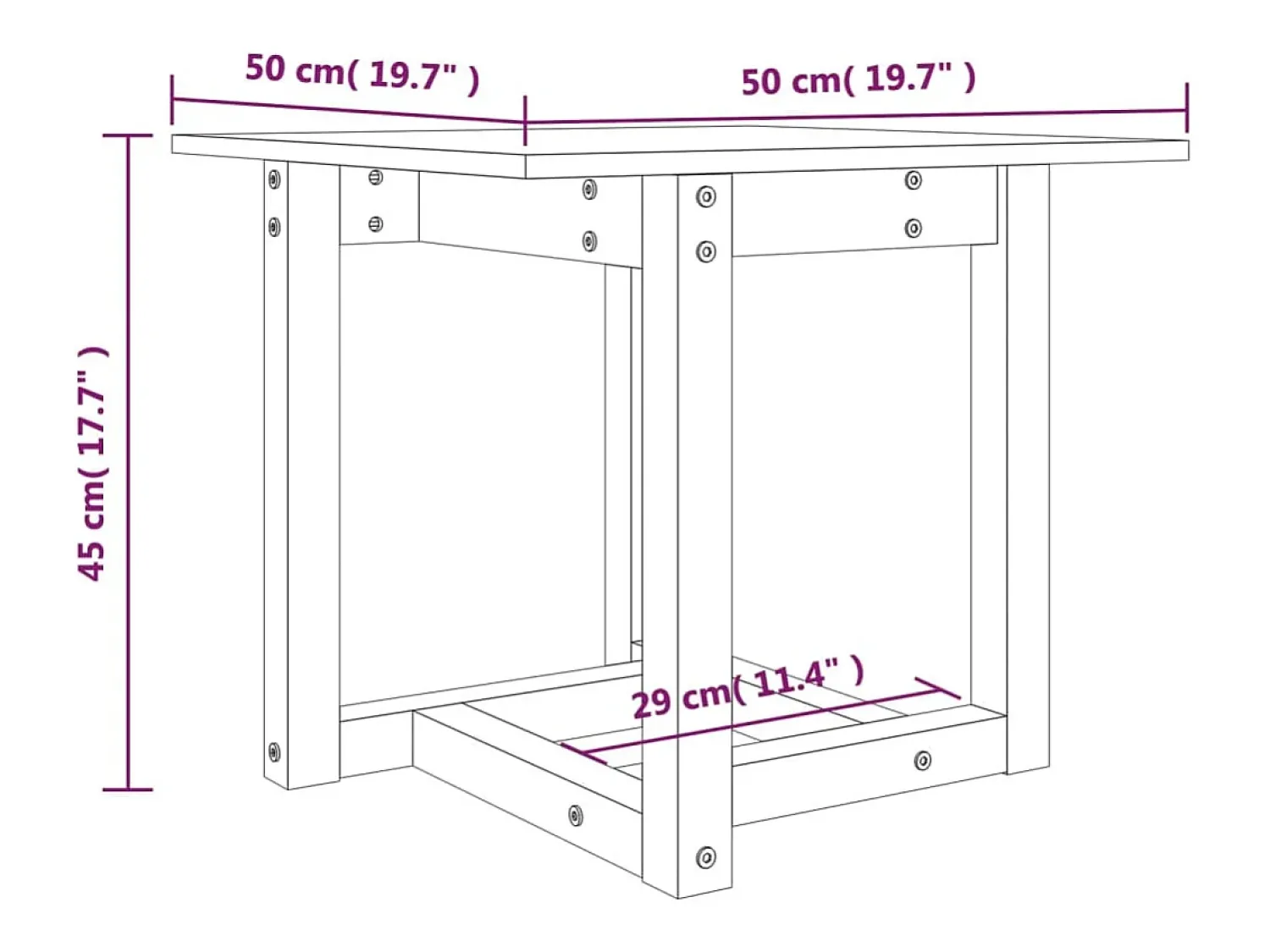 vidaxl Mesa de centro 50x50x45 cm pinho maciço^ Mesa De Centro
