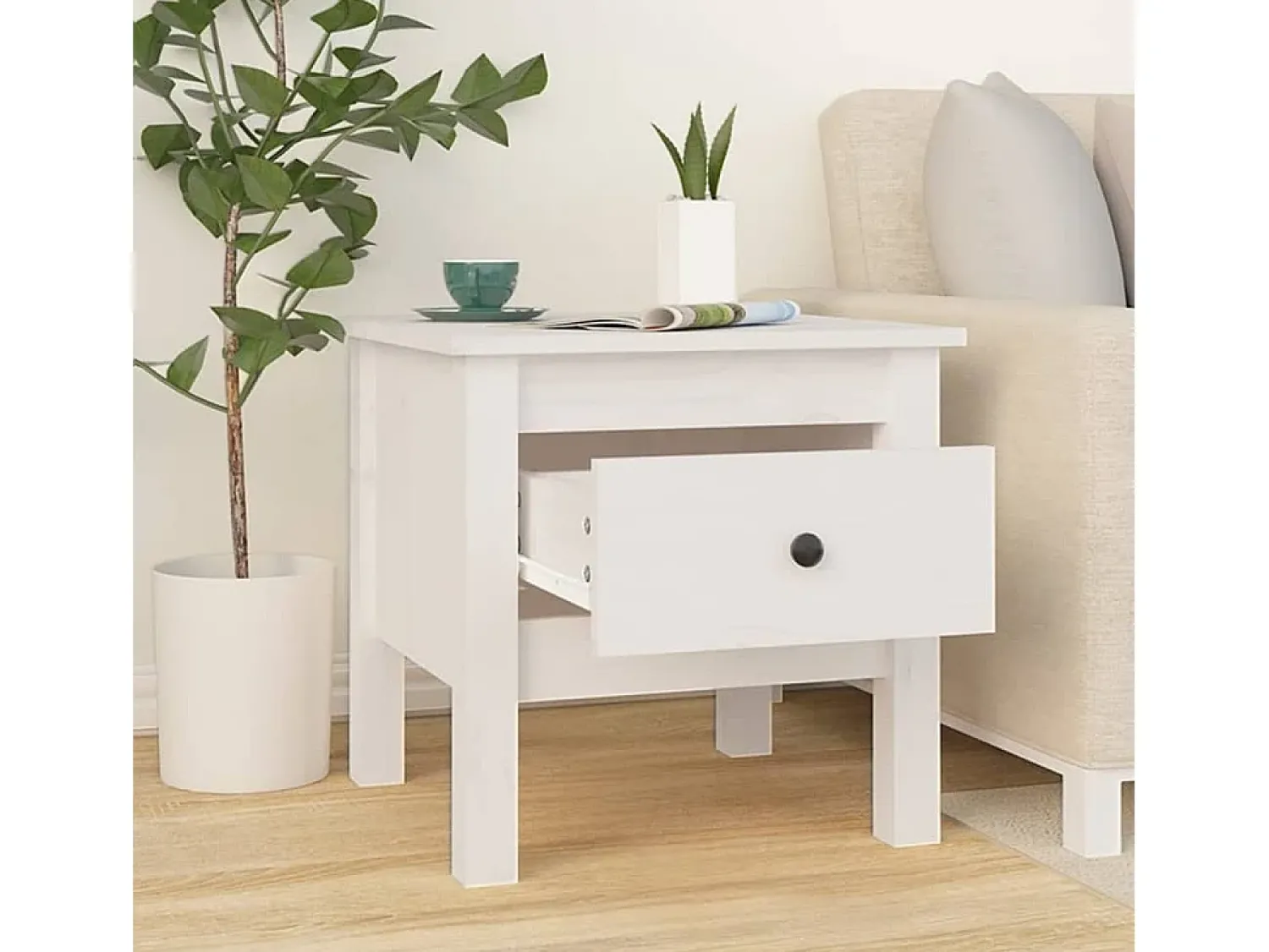 Mesa De Centro| Mesa de centro 40x40x39 cm pinho maciço PT109073 Branco
