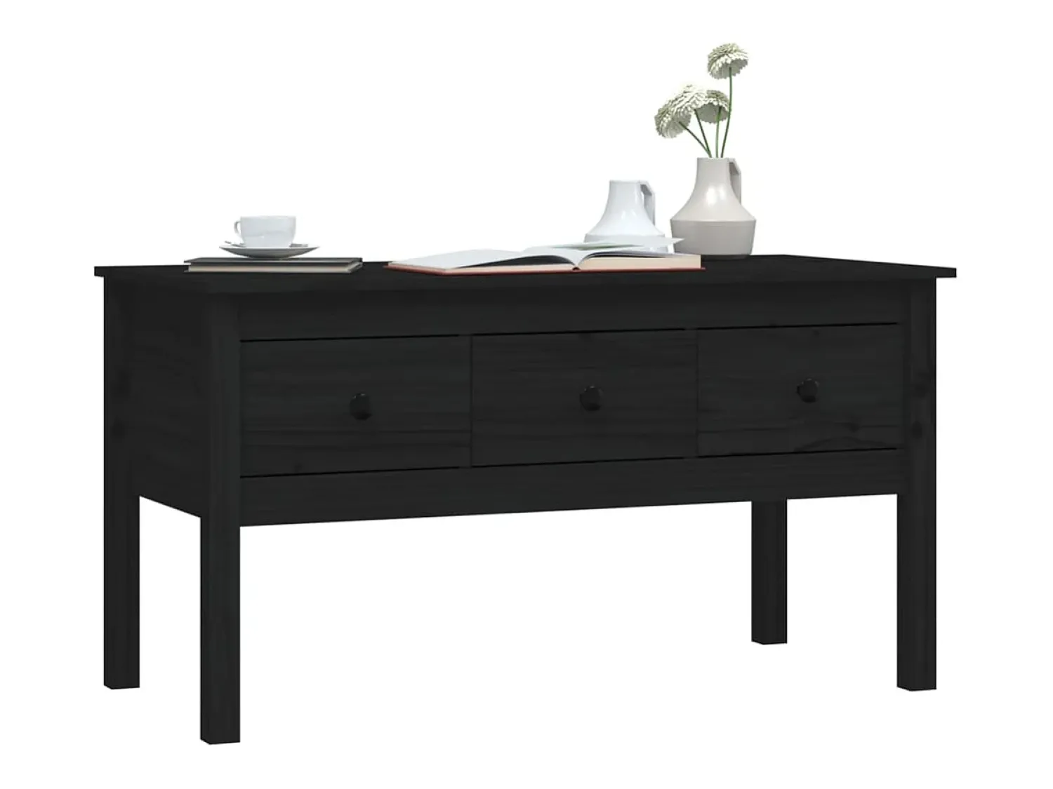 Mesa De Centro|vidaxl Mesa de centro 102x49x55 cm pinho maciço Preto