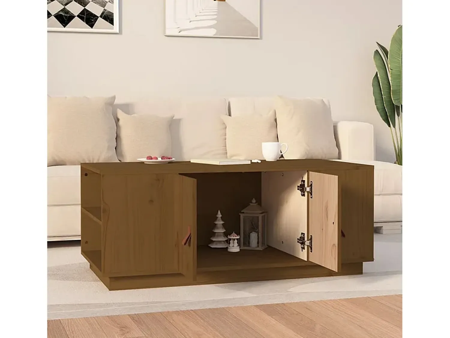 Mesa De Centro* Mesa de centro 100x50x41 cm pinho maciço mel PT471389 Castanho