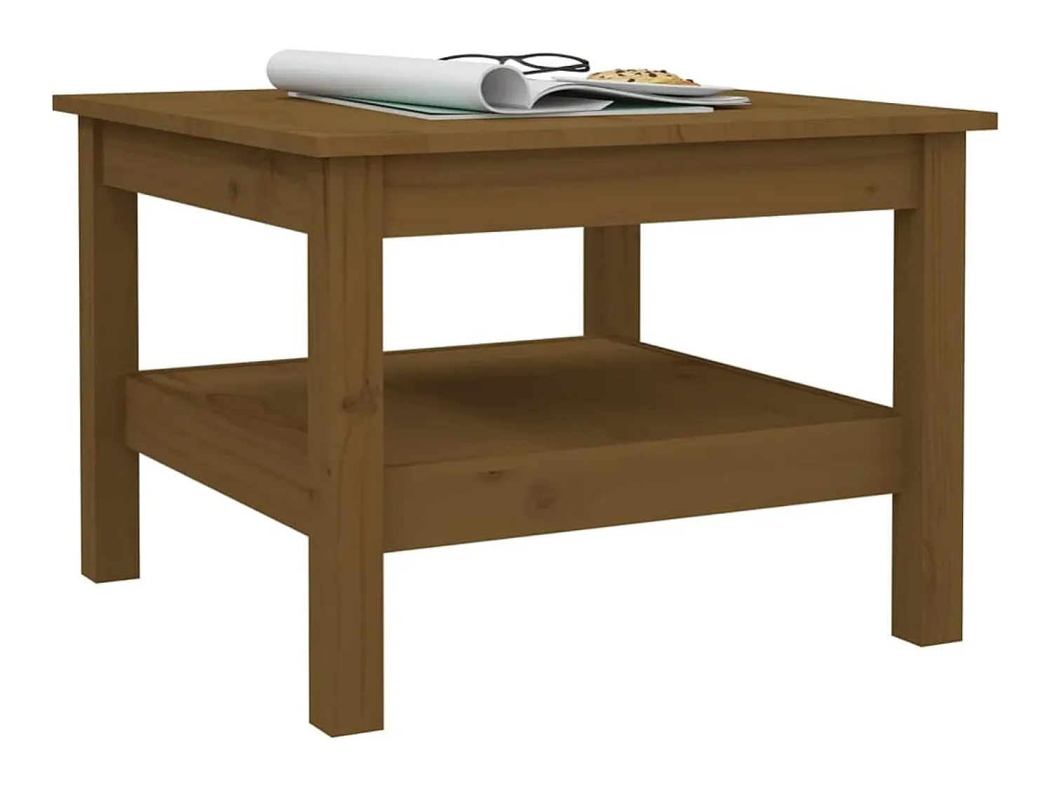 Mesa de centro 55x55x40 cm pinho maciço mel PT474314^ Mesa De Centro