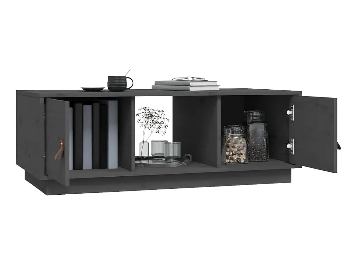 Mesa De Centro* Mesa de centro 100x50x35 cm pinho maciço cinza PT597464 Cinzento