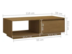 vidaxl Mesa de centro 110x50x33,5 cm pinho maciço castanho mel^ Mesa De Centro