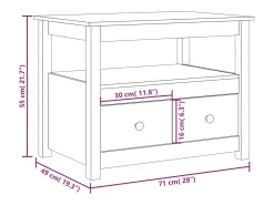 Mesa De Centro*vidaxl Mesa de centro 71x49x55 cm pinho maciço cinza Cinzento