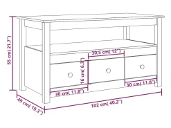 vidaxl Mesa de centro 102x49x55 cm pinho maciço^ Mesa De Centro