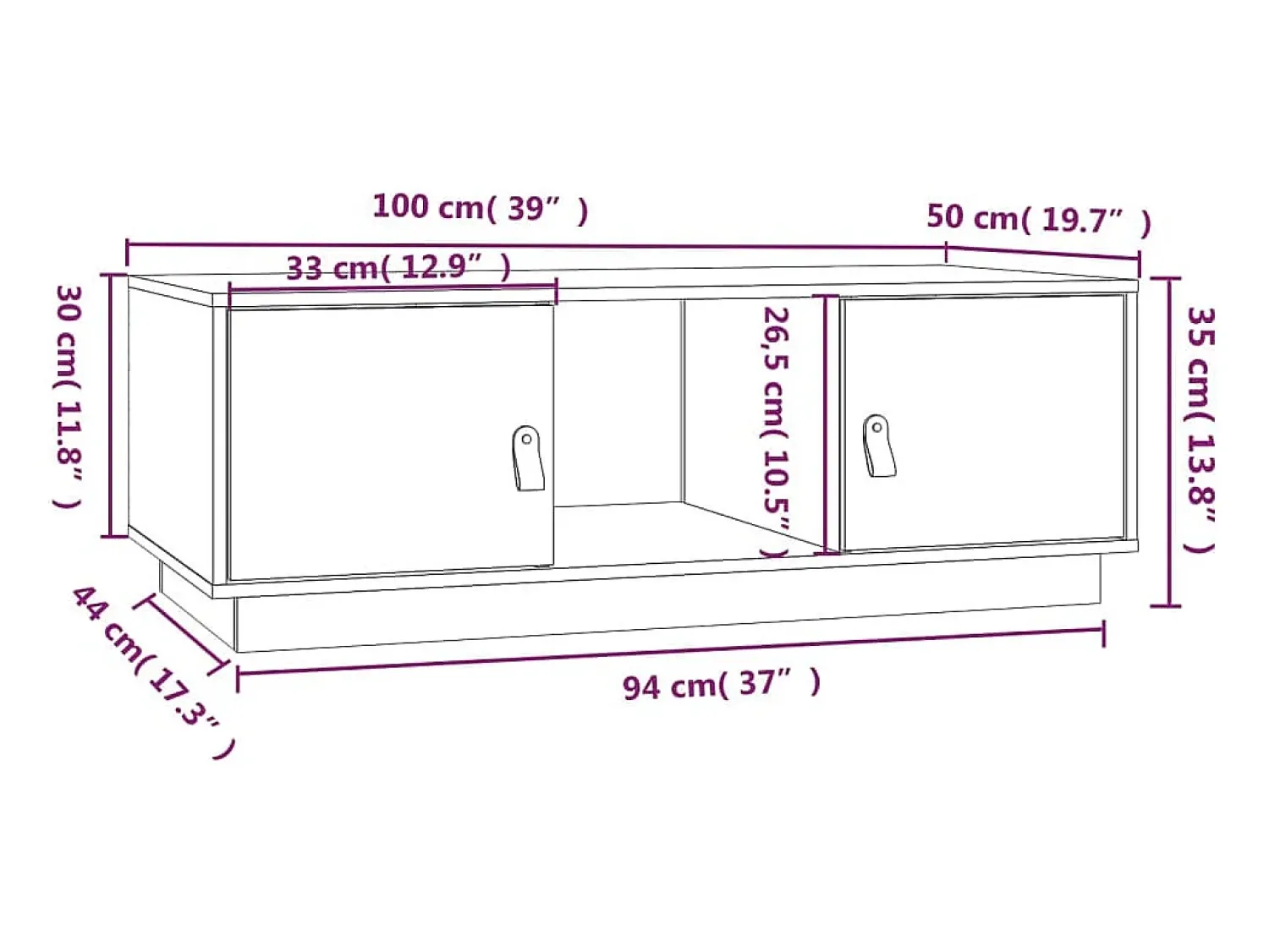 vidaxl Mesa de centro 100x50x35 cm pinho maciço^ Mesa De Centro