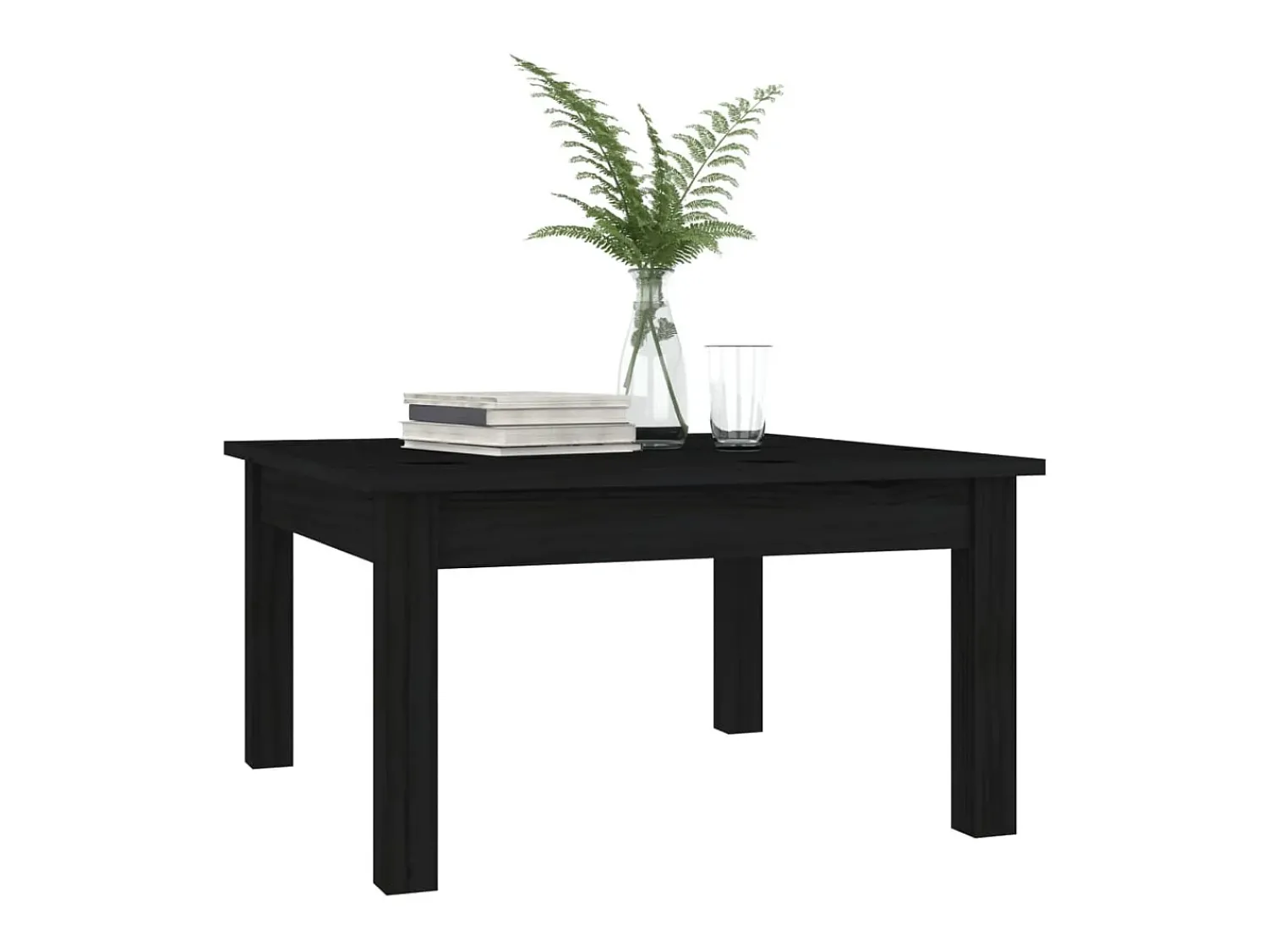 New Mesa de centro 55x55x30 cm pinho maciço PT699250 Preto