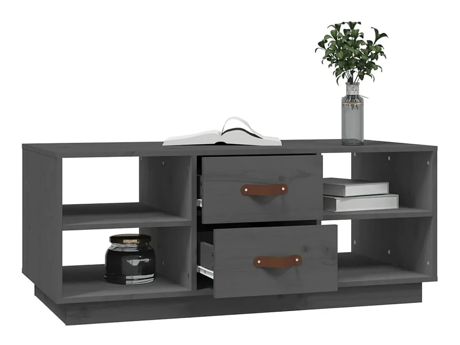 Mesa De Centro* Mesa de centro 100x50x41 cm pinho maciço cinza PT518258 Cinzento