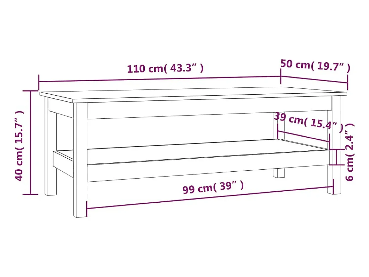 Mesa De Centro*vidaxl Mesa de centro 110x50x40 cm pinho maciço castanho mel Natural claro