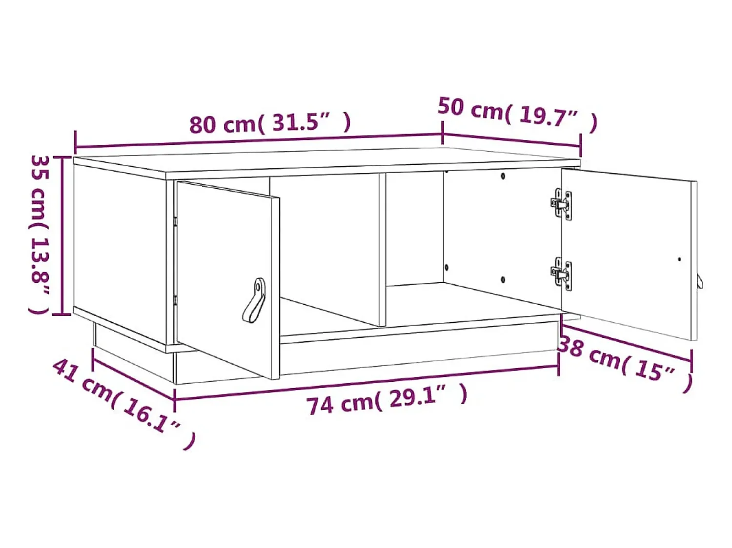 vidaxl Mesa de centro 80x50x35 cm pinho maciço^ Mesa De Centro