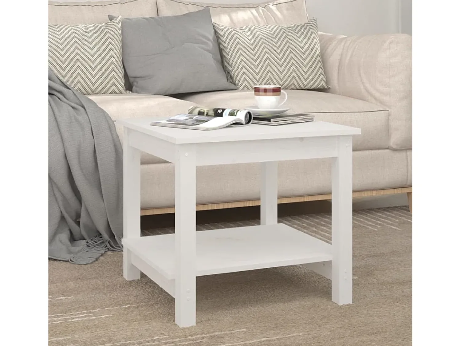Mesa De Centro| Mesa de centro 50x50x45 cm pinho maciço PT284789 Branco