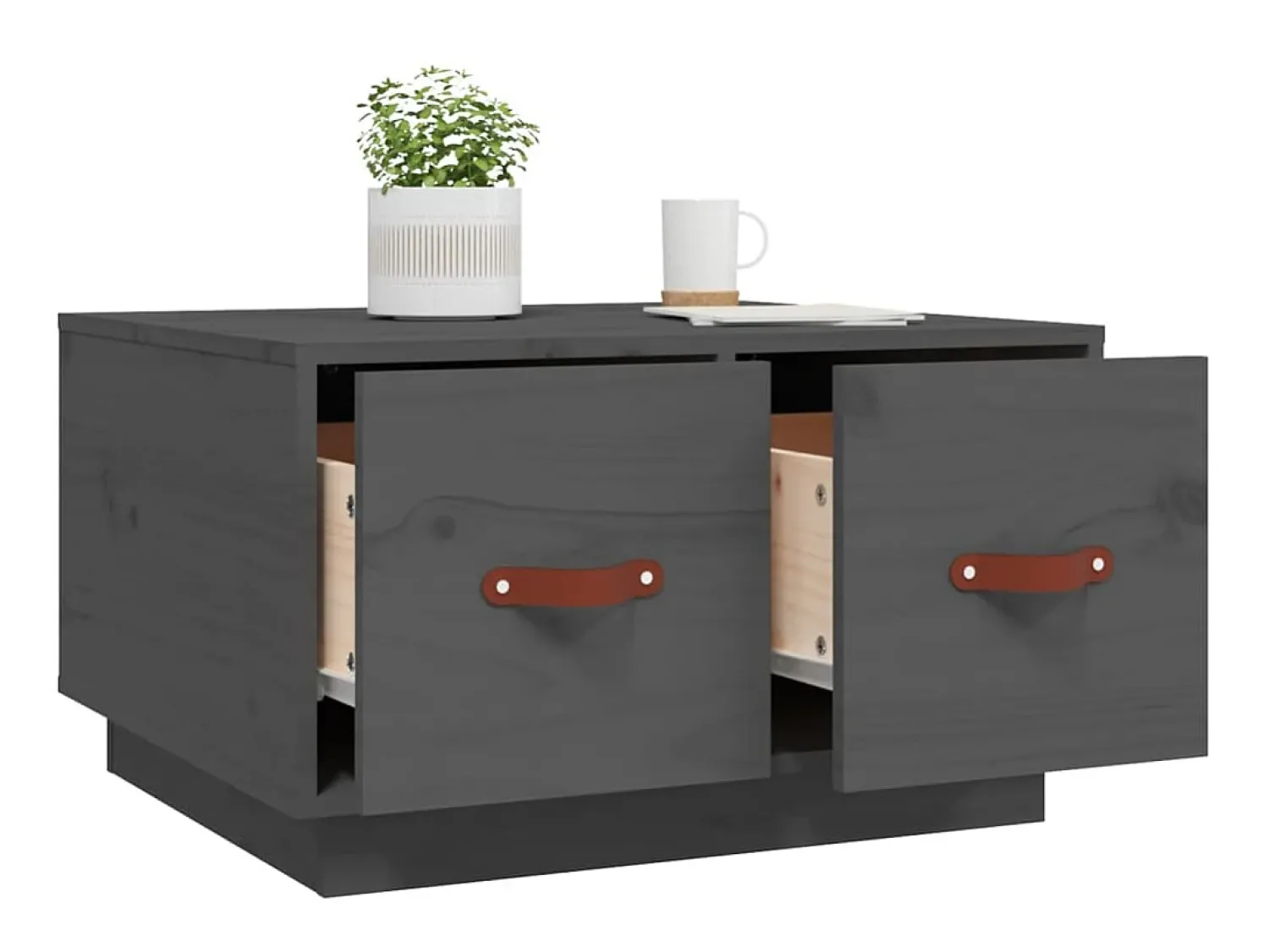 Mesa De Centro| Mesa de centro 60x53x35 cm pinho maciço cinza PT335694 Cinzento