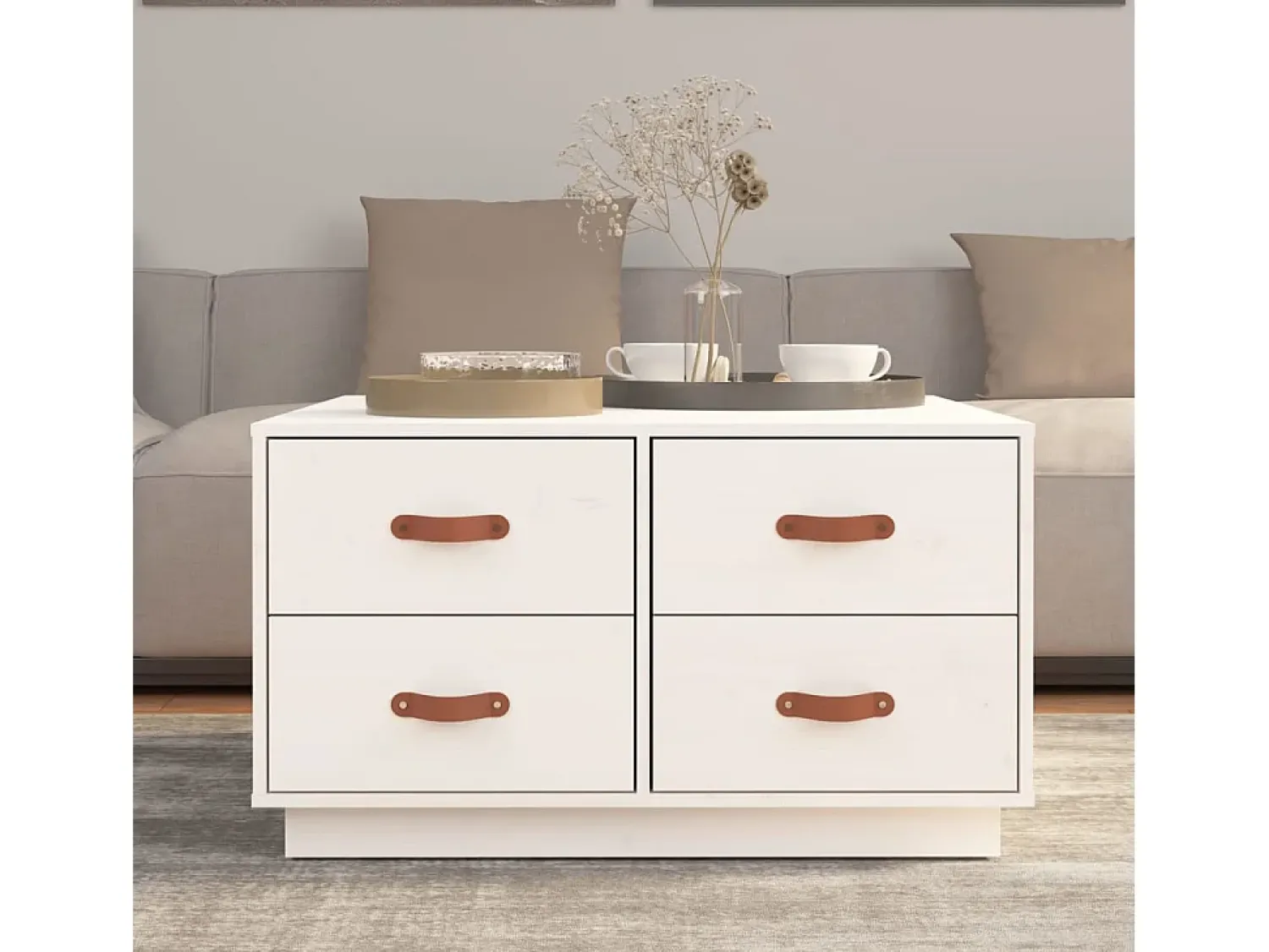 Mesa de centro 80x80x45 cm pinho maciço PT982956^ Mesa De Centro