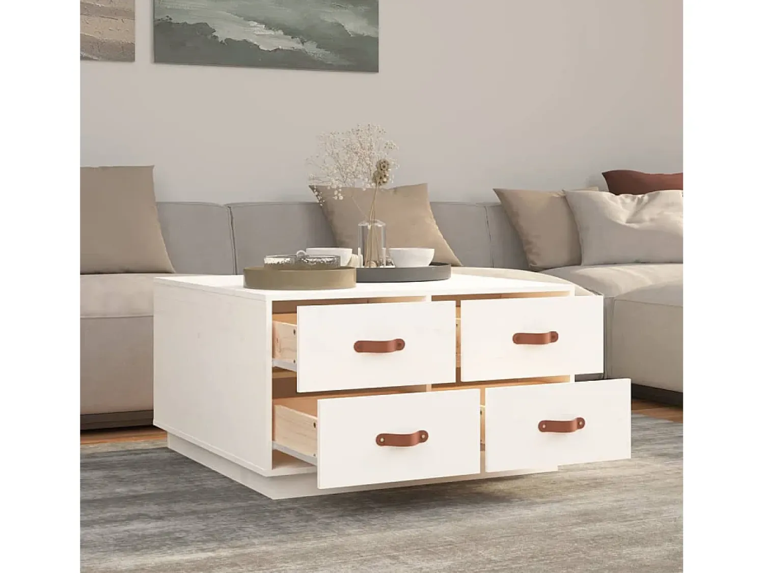 Mesa de centro 80x80x45 cm pinho maciço PT982956^ Mesa De Centro