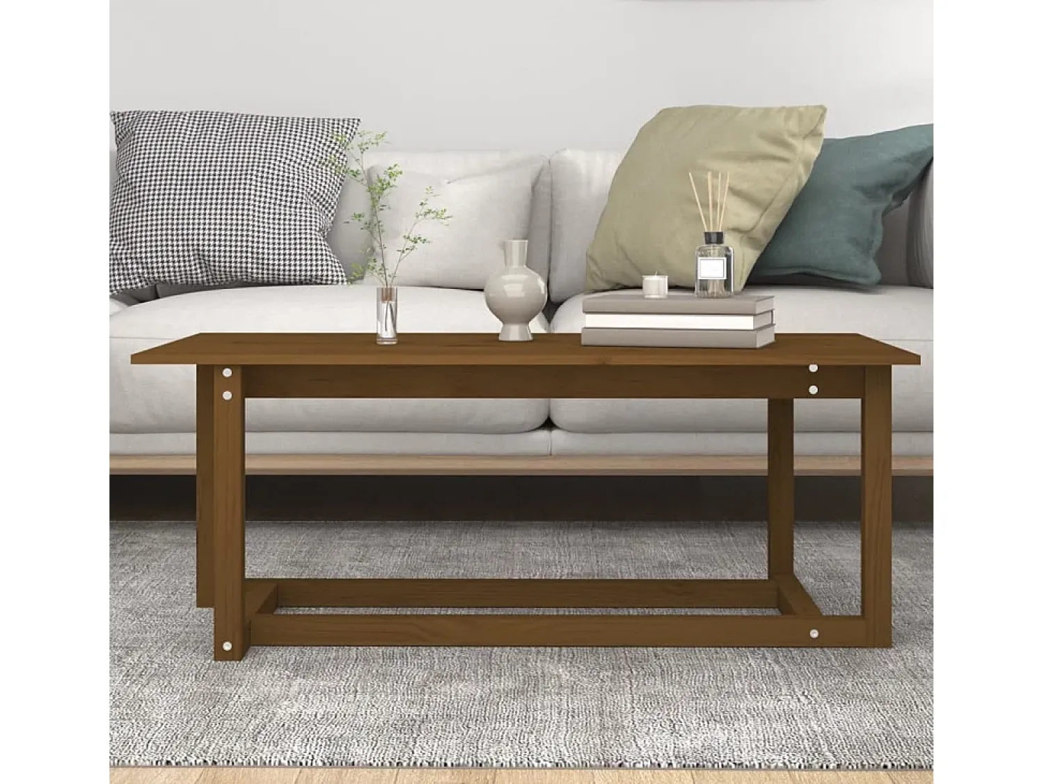 vidaxl Mesa de centro 110x55x45 cm pinho maciço castanho mel^ Mesa De Centro