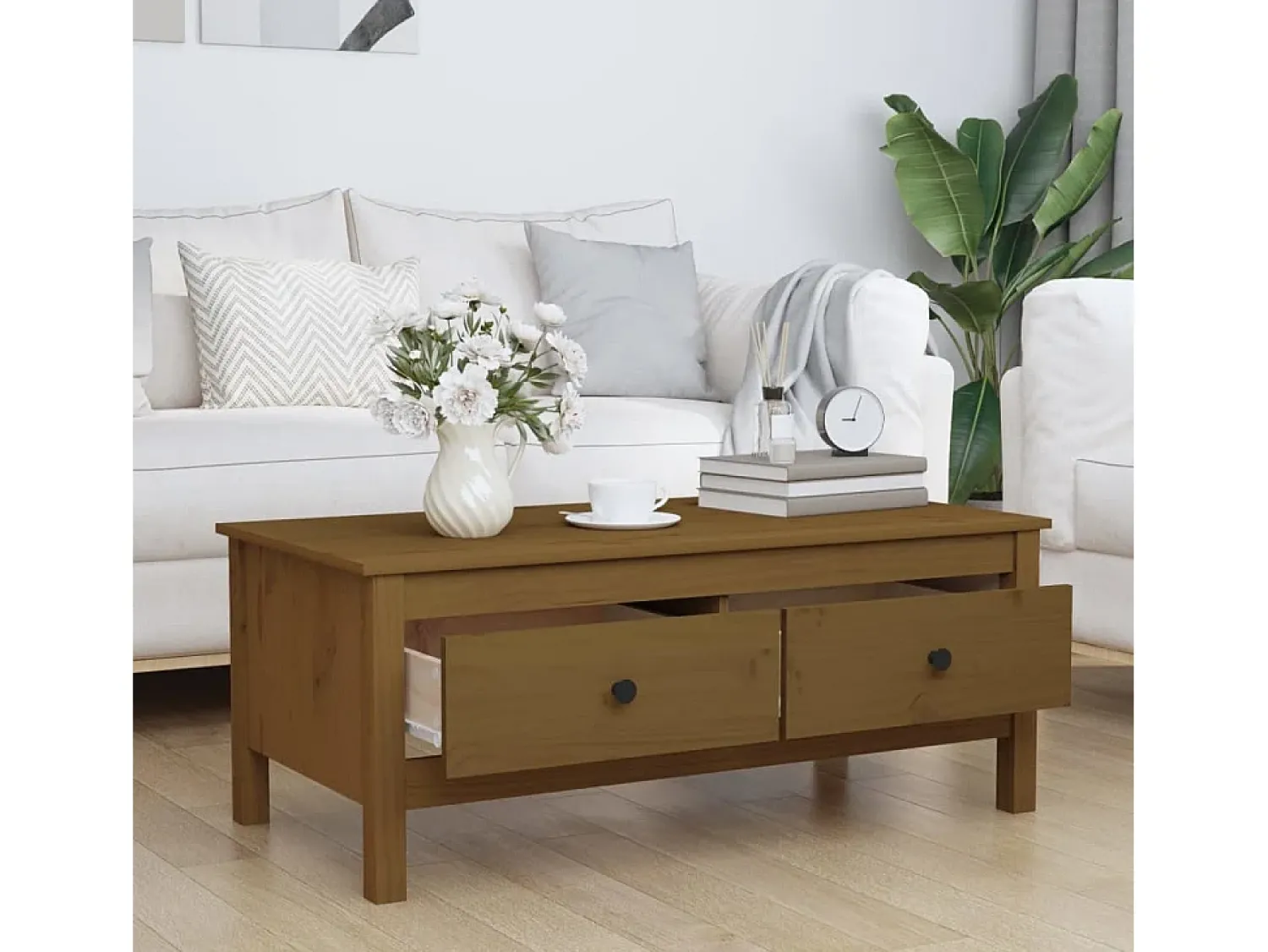 Mesa De Centro* Mesa de centro 100x50x40 cm pinho maciço mel PT157332 Castanho