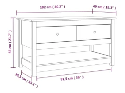 Clearance vidaxl Mesa de centro 102x49x55 cm pinho maciço cinza Cinzento