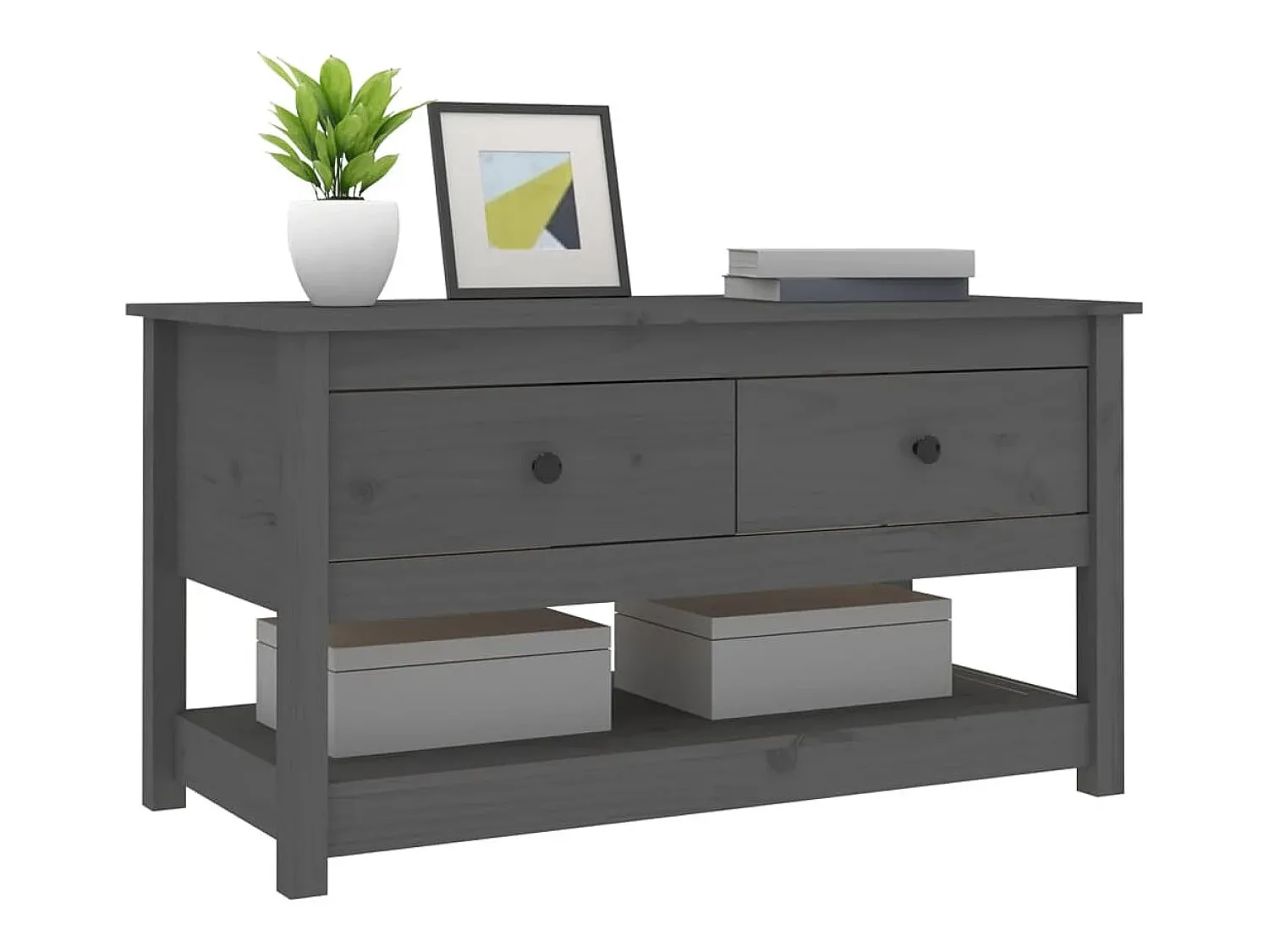Clearance vidaxl Mesa de centro 102x49x55 cm pinho maciço cinza Cinzento