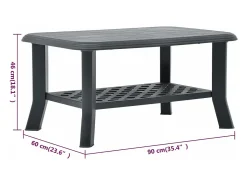 Outlet vidaxl Mesa de centro 90x60x46 cm plástico antracite Cinza antracite