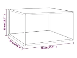 Clearance Mesa de centro 90x90x50 cm com vidro marmorizado branco PT967843 Preto