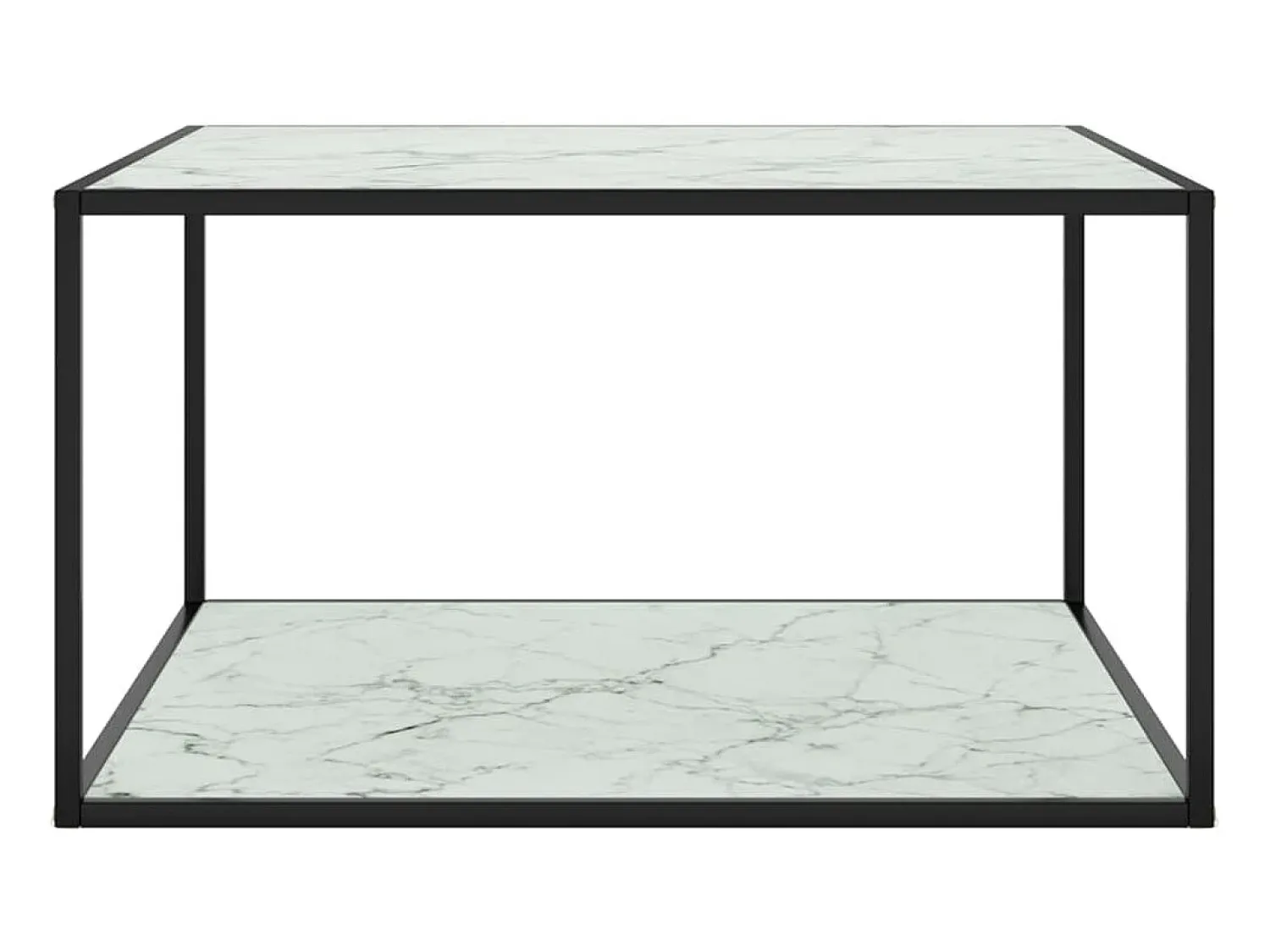 Clearance Mesa de centro 90x90x50 cm com vidro marmorizado branco PT967843 Preto