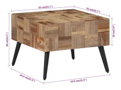 Clearance vidaxl Mesa de centro 55x55x40 cm teca recuperada maciça Cinzento