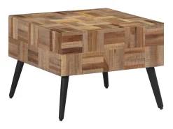 Mesa de centro 55x55x40 cm teca recuperada maciça PT347836 Cinzento