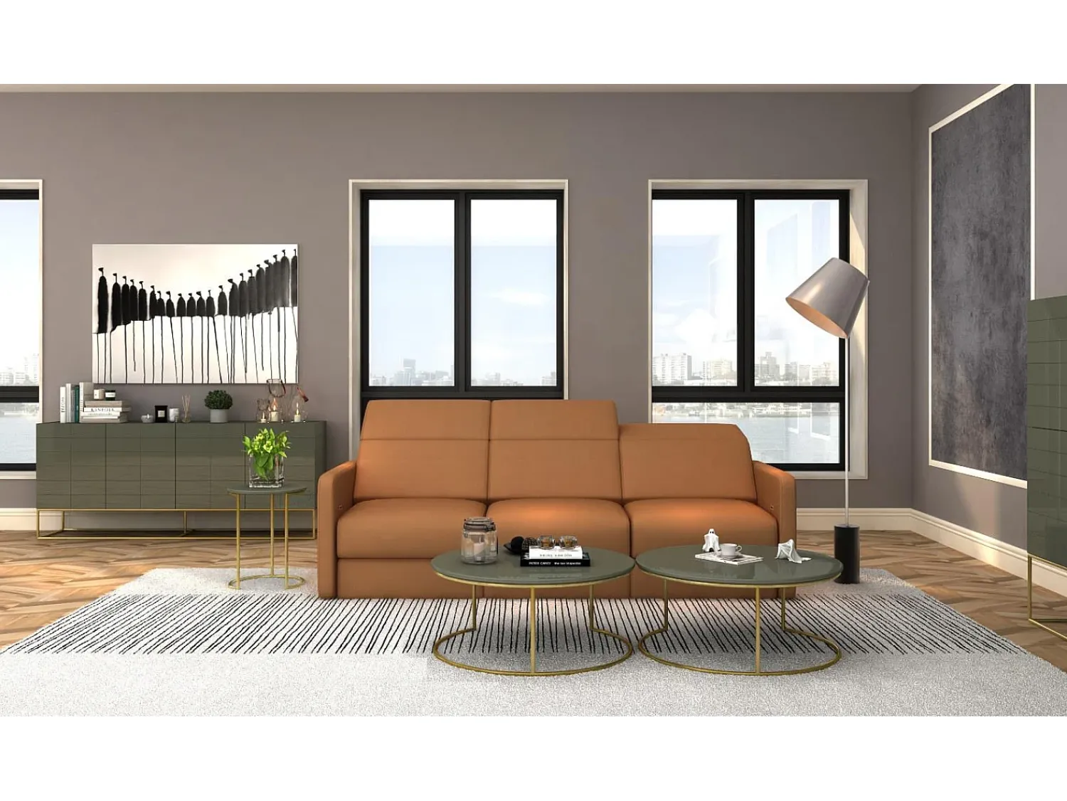 Mesa De Centro* Mesa de centro 80x35x80 cm verde Rose Hill RH07 Verde / Dourado