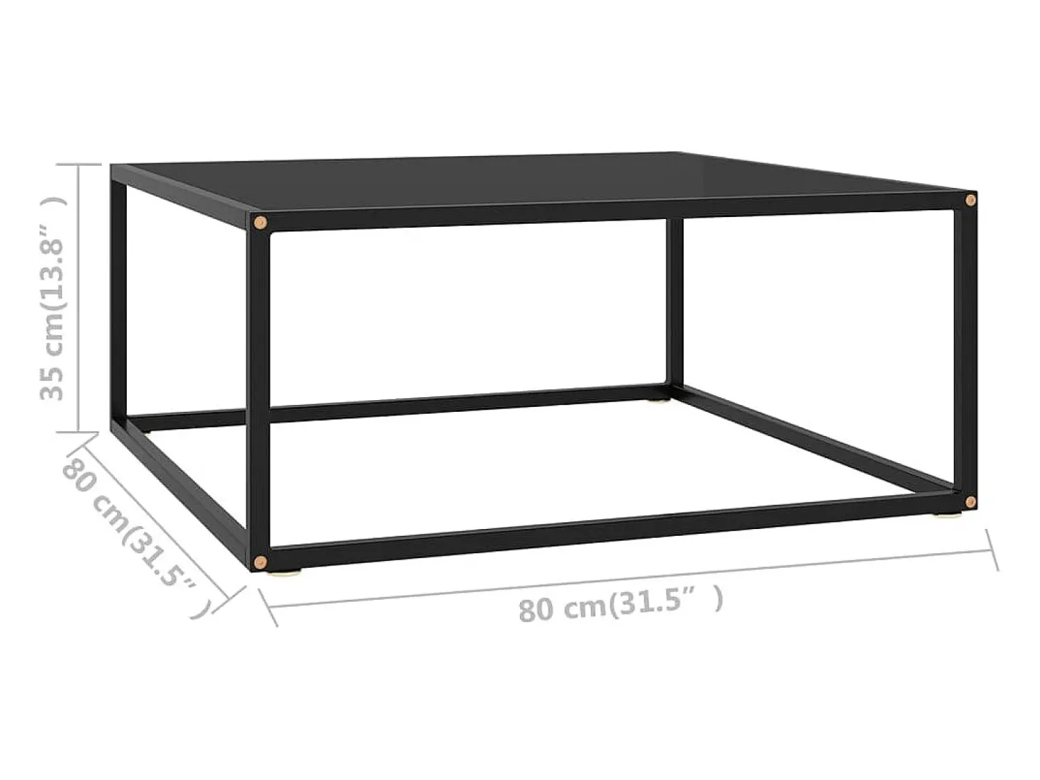 Best Mesa de centro 80x80x35 cm vidro PT389845 Preto