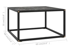Online Mesa de centro 60x60x35 cm vidro mármore PT651558 Preto