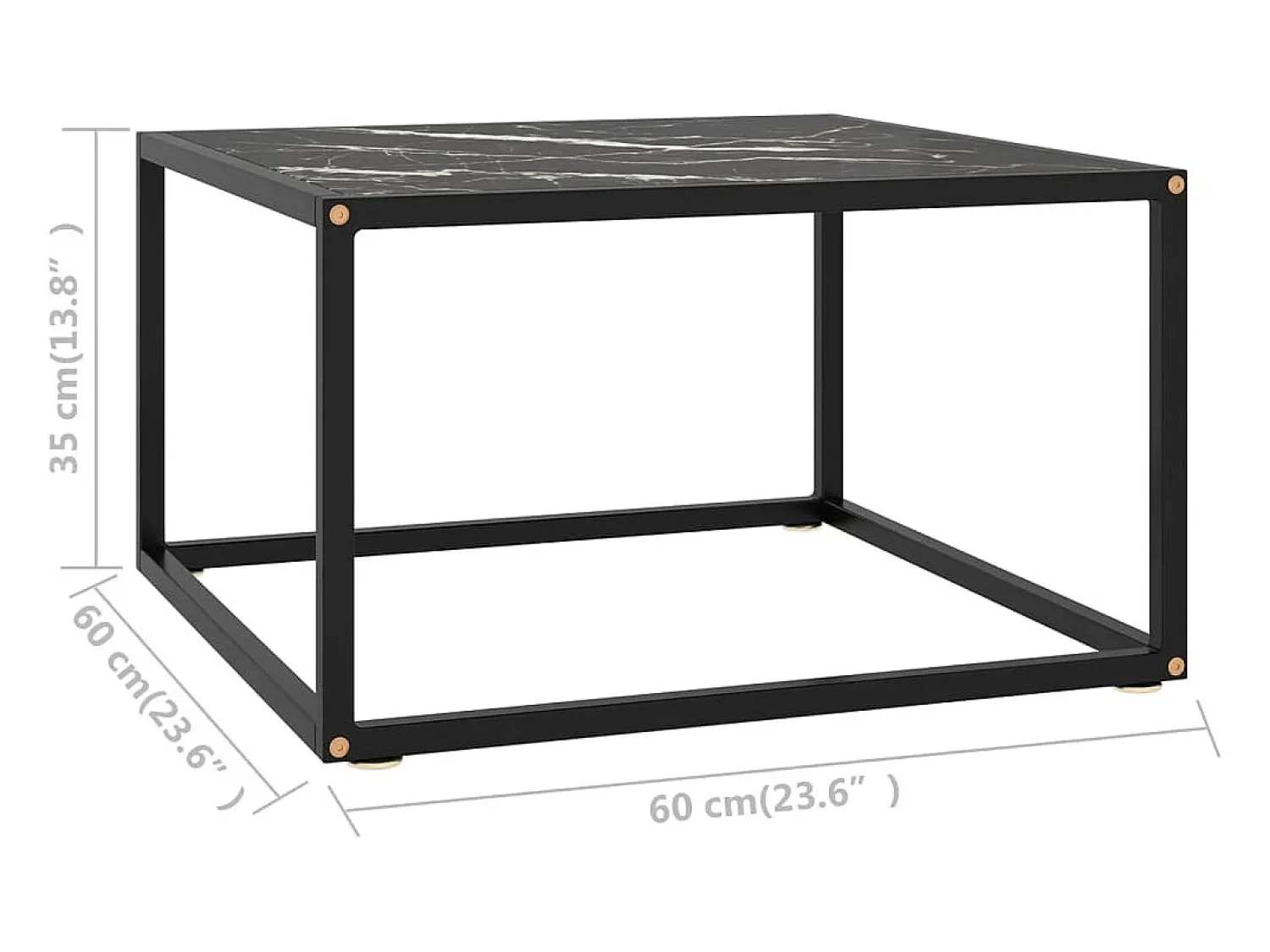 Online Mesa de centro 60x60x35 cm vidro mármore PT651558 Preto