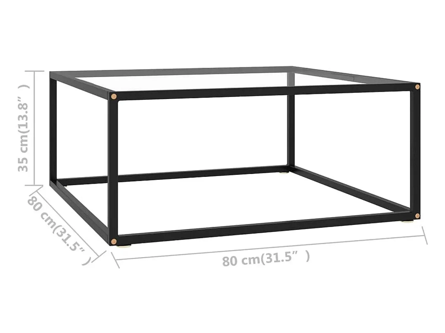 Mesa De Centro* Mesa de centro 80x80x35 cm vidro temperado PT311334 Preto