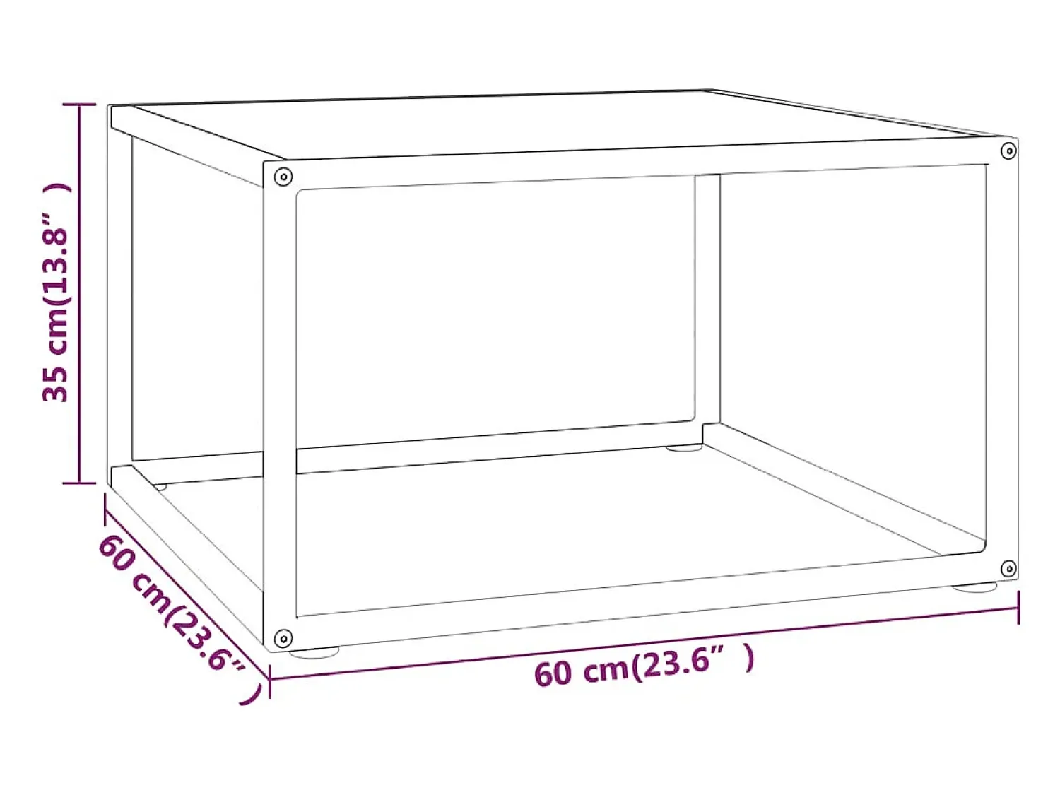 Online vidaxl Mesa de centro 60x60x35 cm vidro mármore branco Preto