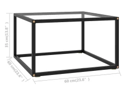 Mesa De Centro| Mesa de centro 60x60x35 cm vidro temperado PT555279 Preto