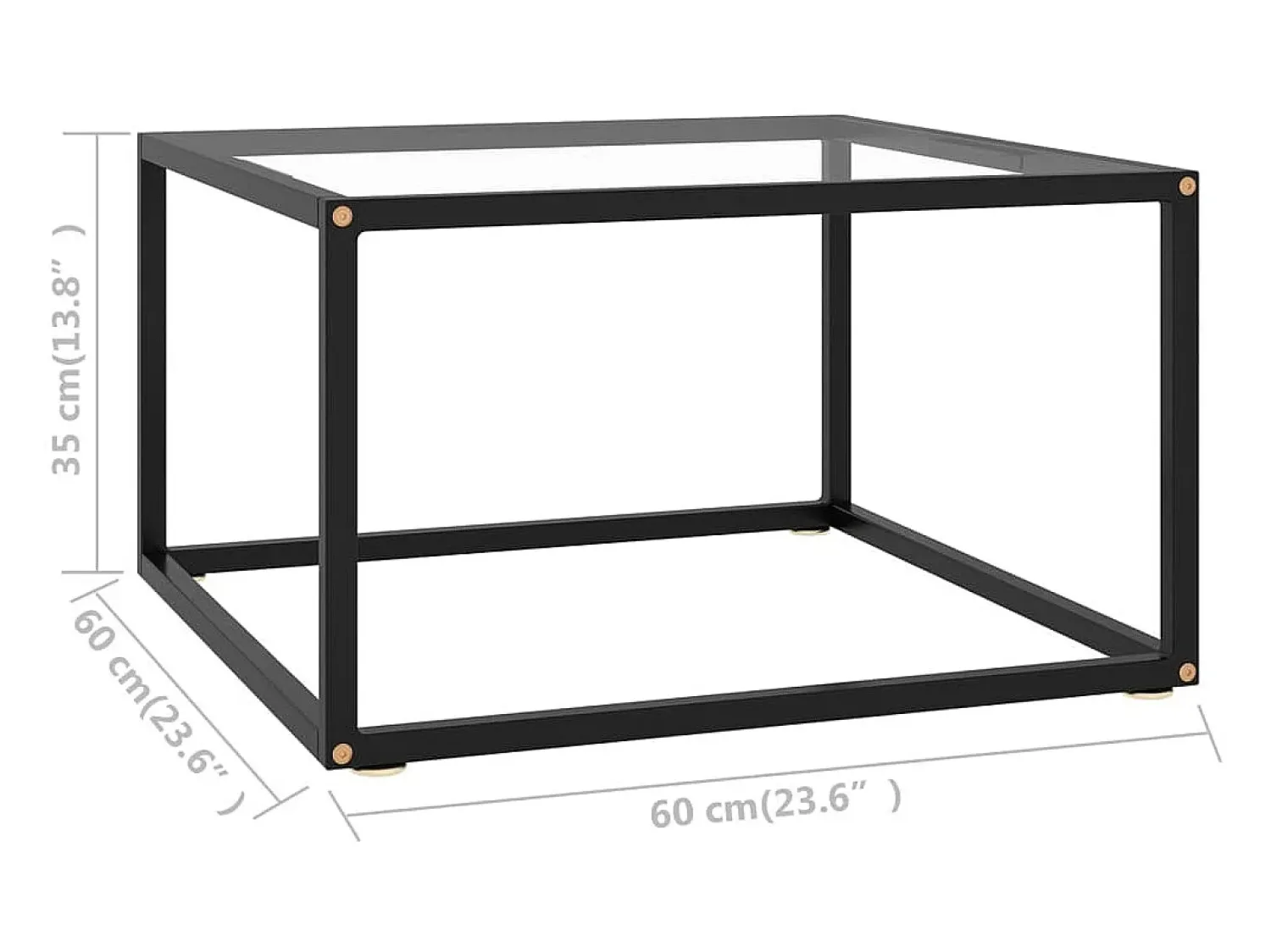 Mesa De Centro| Mesa de centro 60x60x35 cm vidro temperado PT555279 Preto