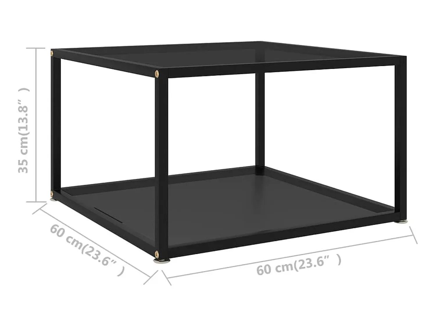 Hot Mesa de centro 60x60x35 cm vidro temperado PT122464 Preto