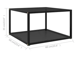Hot Mesa de centro 60x60x35 cm vidro temperado PT122464 Preto