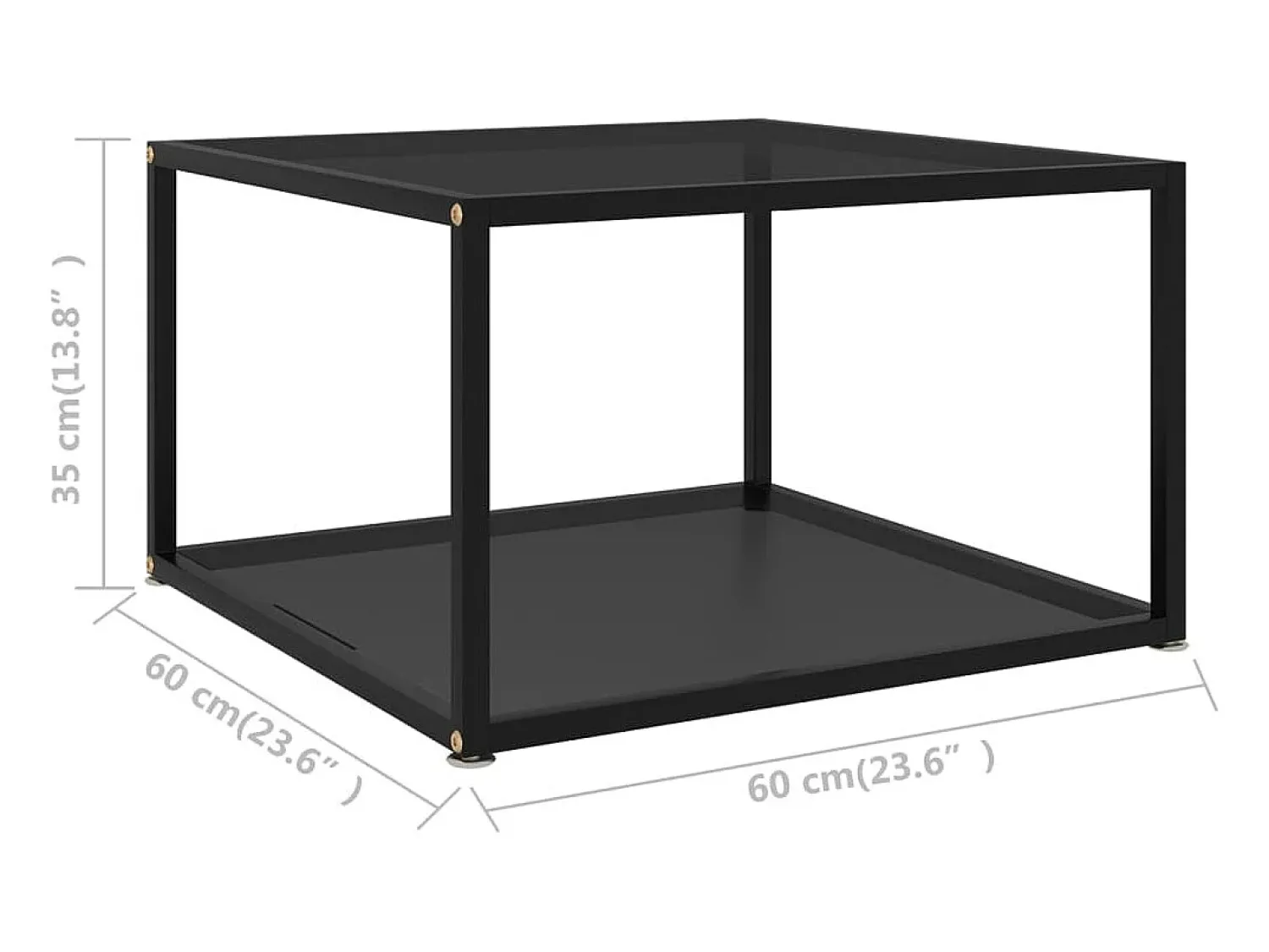 Hot Mesa de centro 60x60x35 cm vidro temperado PT122464 Preto