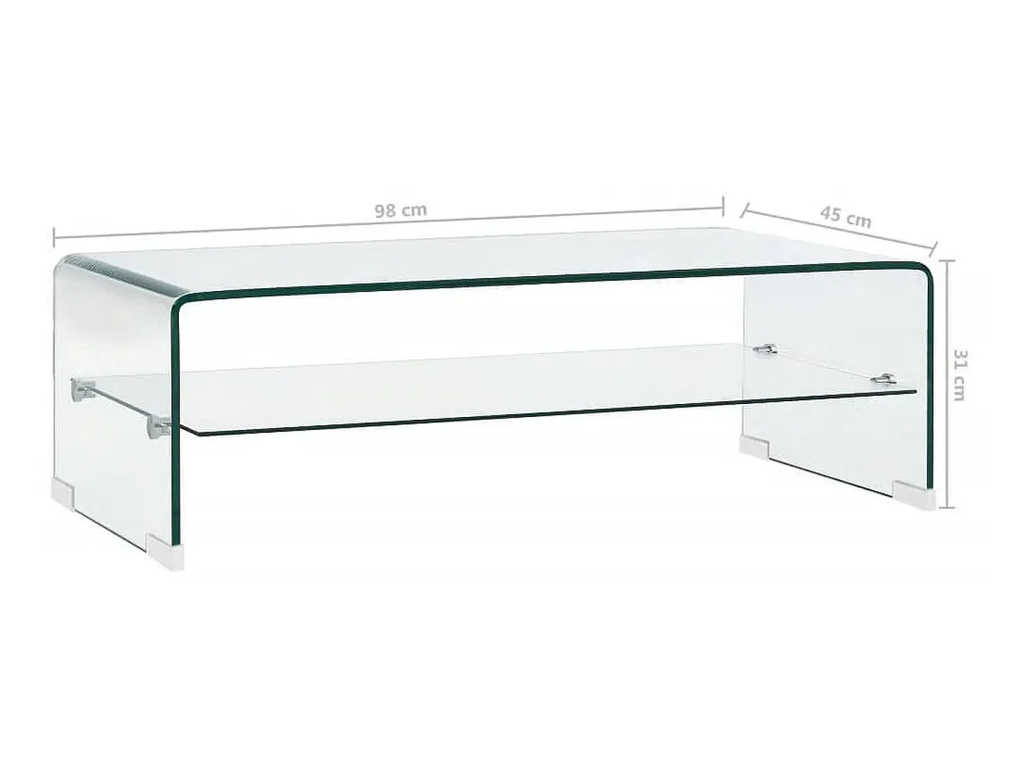 Mesa De Centro* Mesa de centro 98x45x31 cm vidro temperado PT928430 Transparente