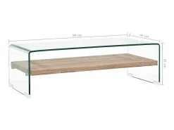 Outlet Mesa de centro 98x45x31 cm vidro temperado PT639866 Transparente