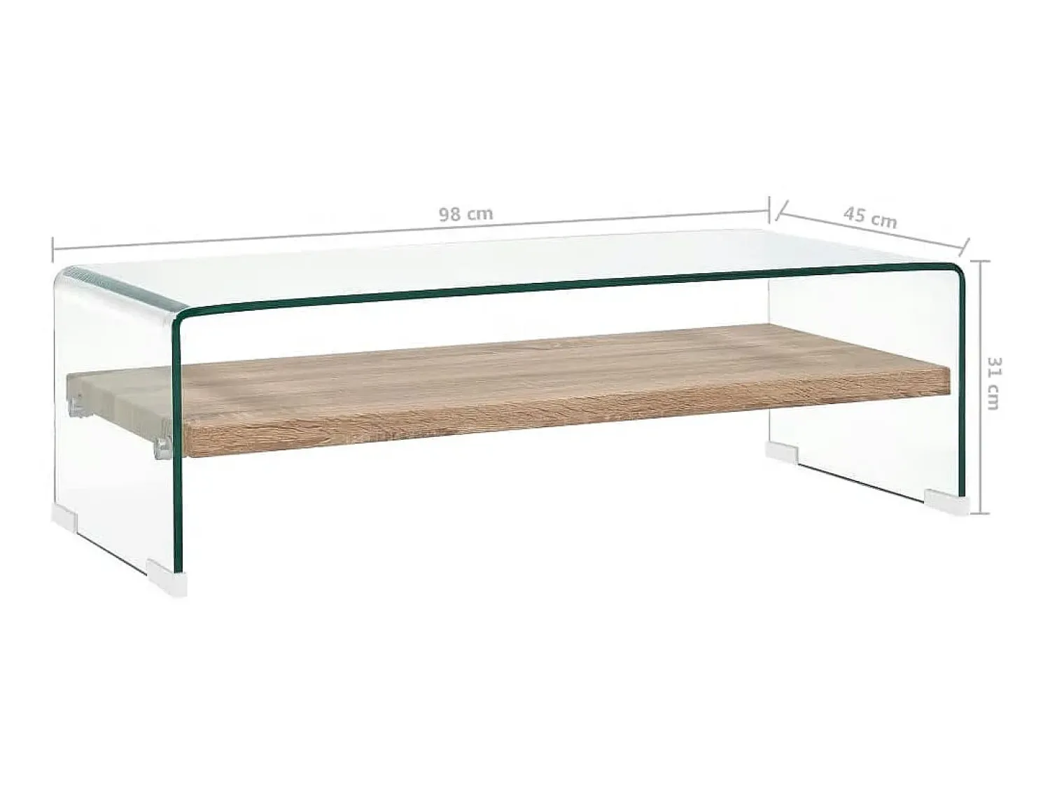 Outlet Mesa de centro 98x45x31 cm vidro temperado PT639866 Transparente